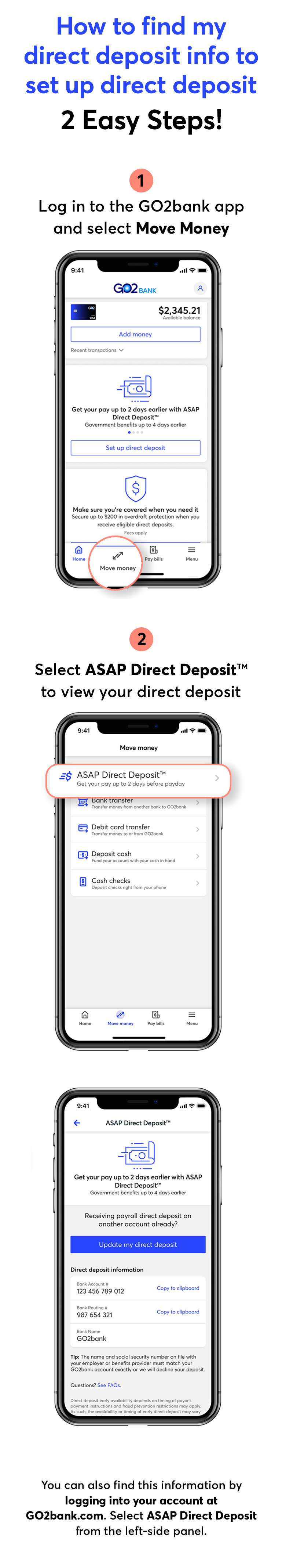 find direct deposit info steps